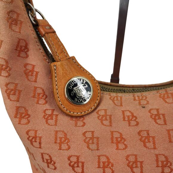 Dooney & Bourke Orange Logo Signature Canvas Handbag Shoulder Purse Small - Picture 2 of 8